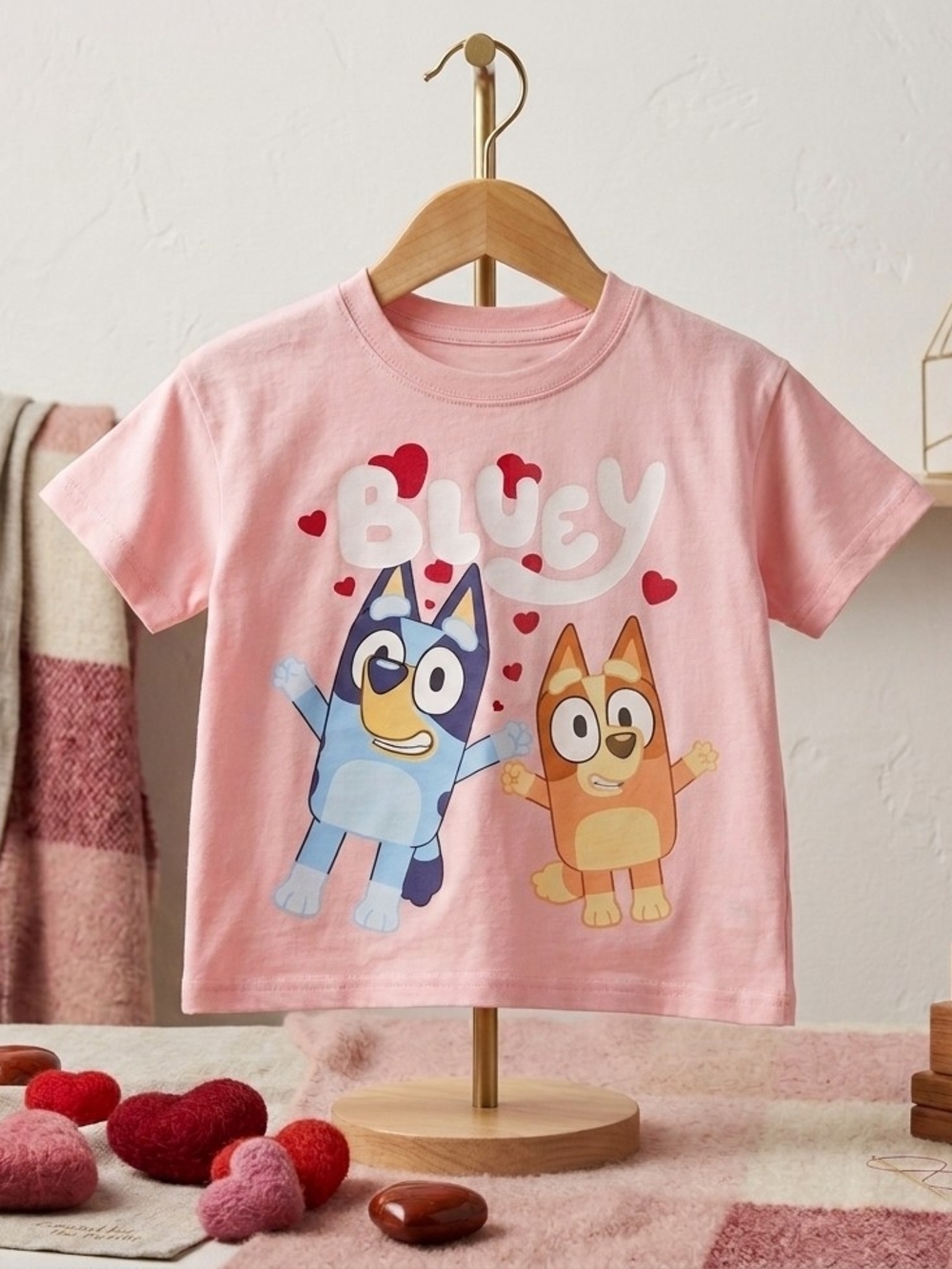 Pink Bluey Graphic Short Sleeve Tee for Kids